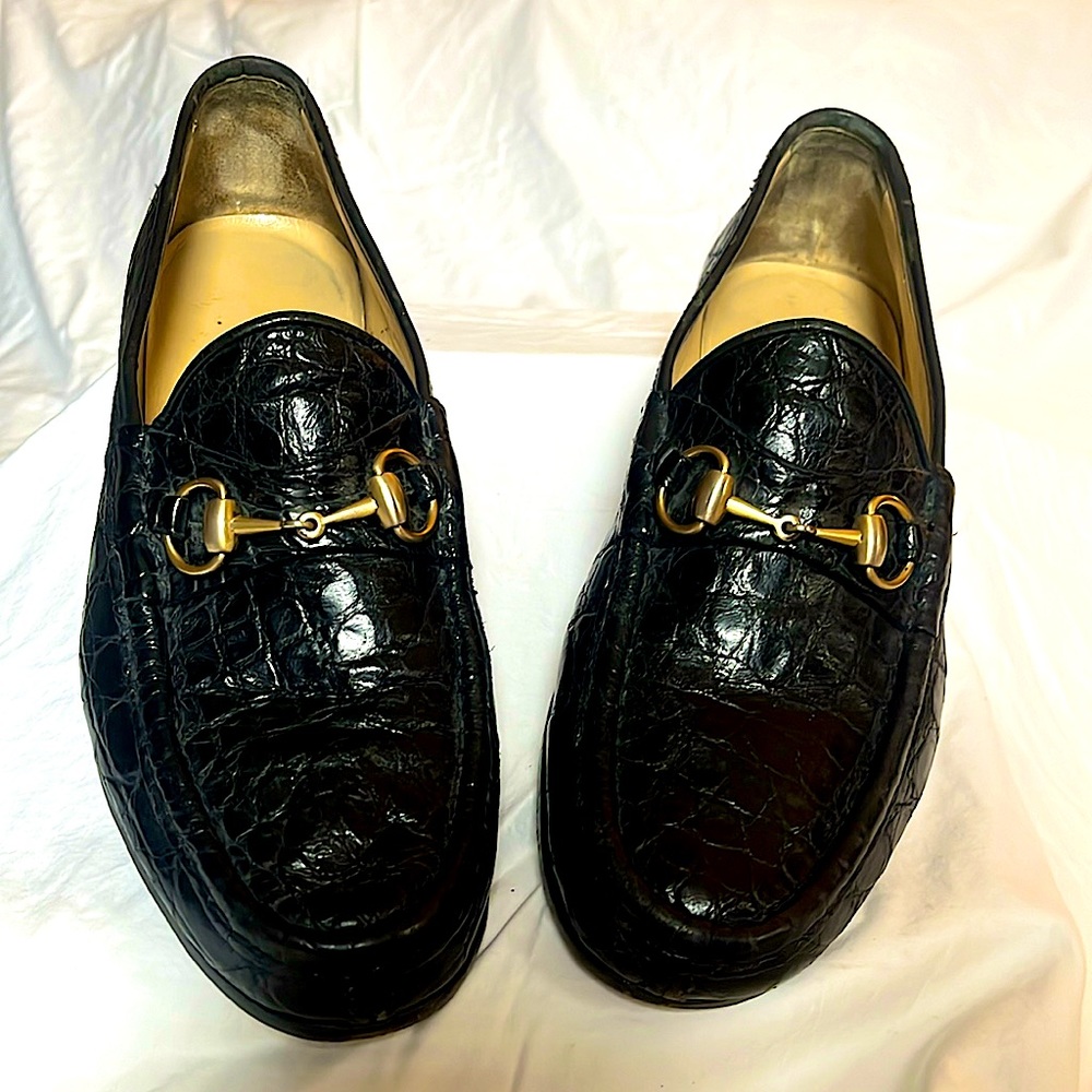 Gucci Crocodile Horsebit Loafers Size 9 Black 1953 Men’s Moccasins